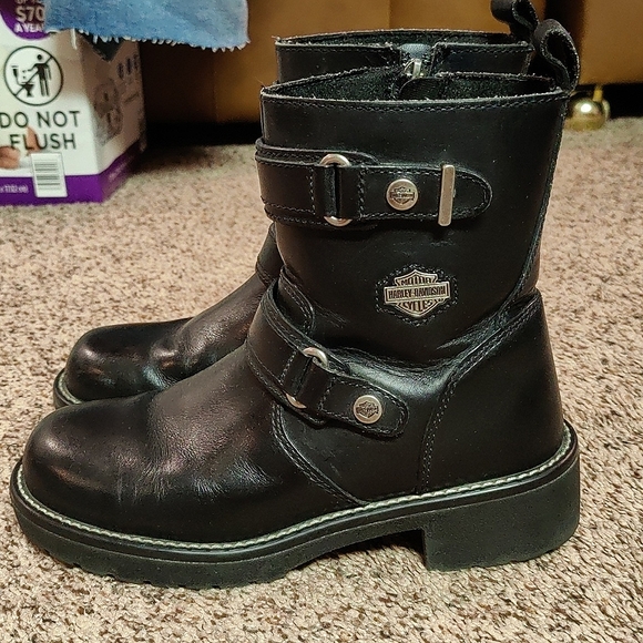 Harley Davidson biker boots with buckles - Picture 2 of 6